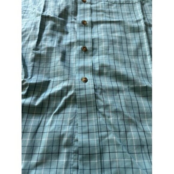 LL Bean Shirt Mens XXL Regular Blue Plaid 100% Cotton Button Up Short Sleeves - Picture 2 of 10